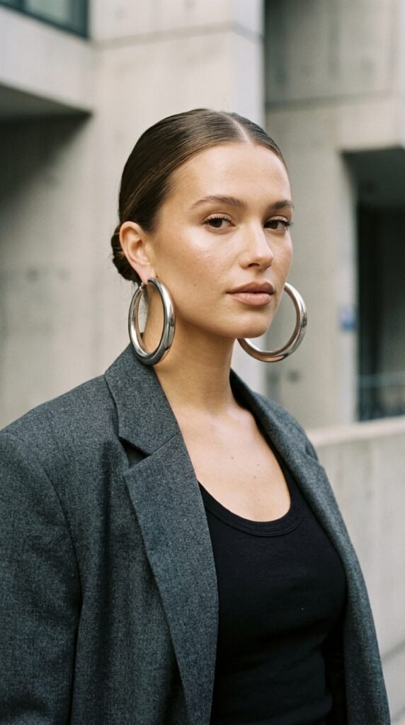 Woman_wearing_oversized_silver_hoops Woman_wearing_oversized_silver_hoops