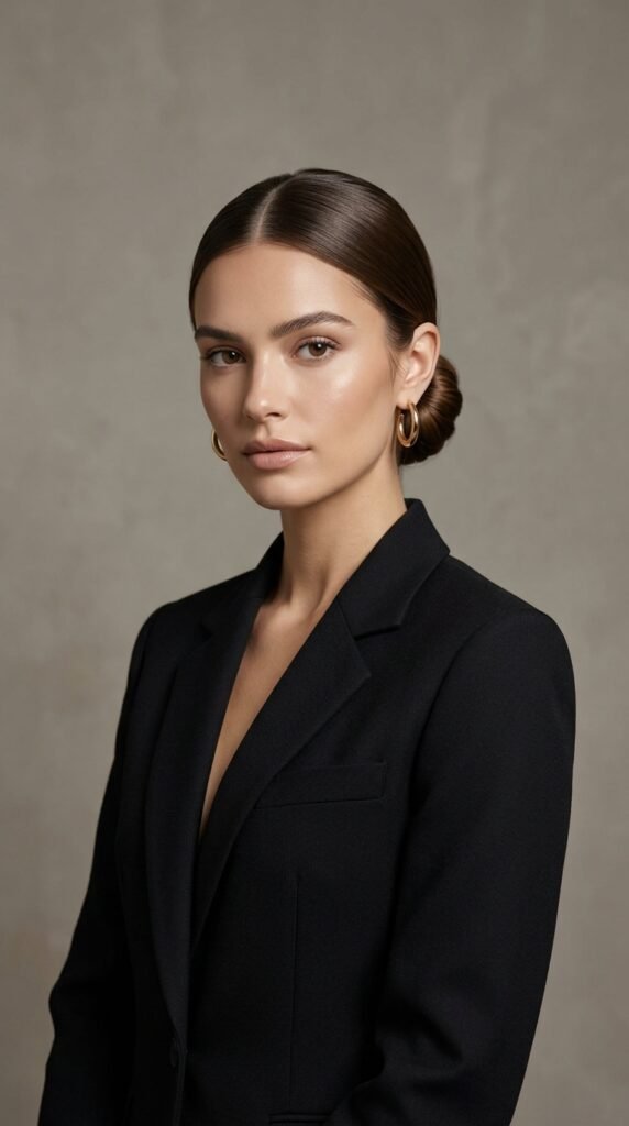 Woman_wearing_sleek_low_bun_ Woman_wearing_sleek_low_bun_