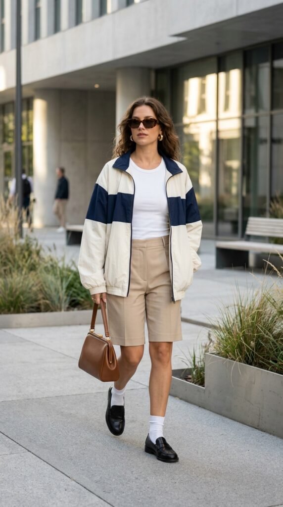 Woman_wearing_windbreaker_shorts Woman_wearing_windbreaker_shorts