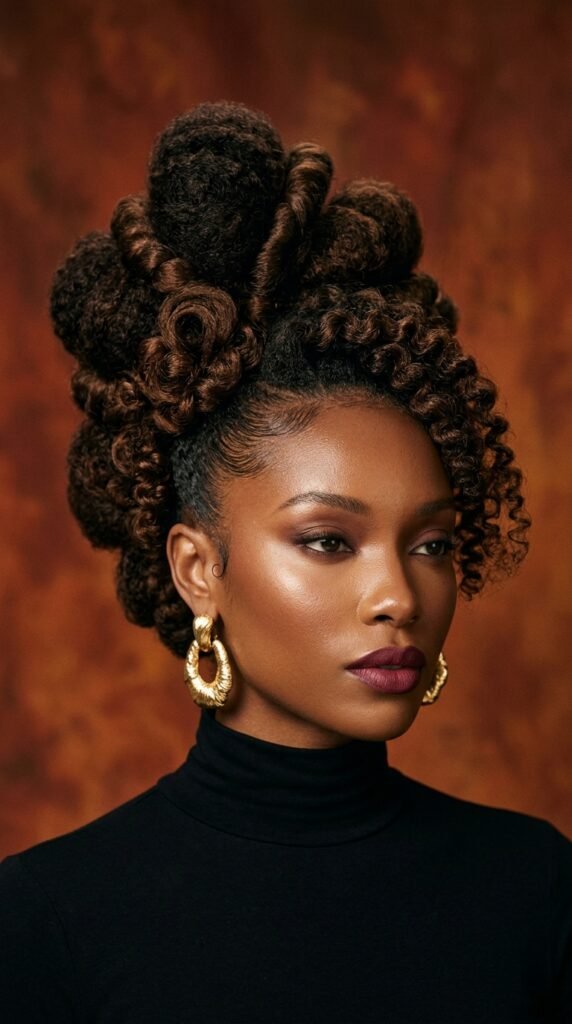Woman_with_sculptural_natural_updo fall hairstyles for black women