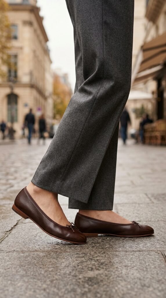 Ballerina_shoes_with_tailored_trousers ballerina shoes fall fashion