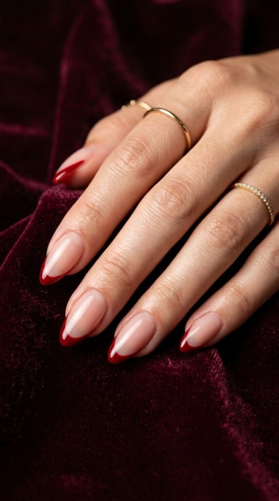 Blood-red_French_manicure_close-up halloween nails