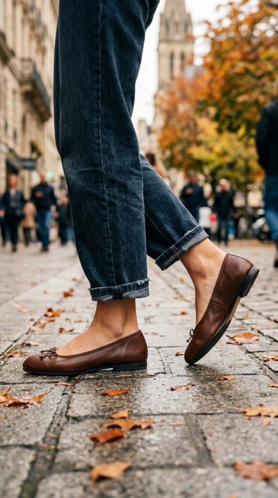 Brown_ballerina_shoes_walking_ ballerina shoes for fall