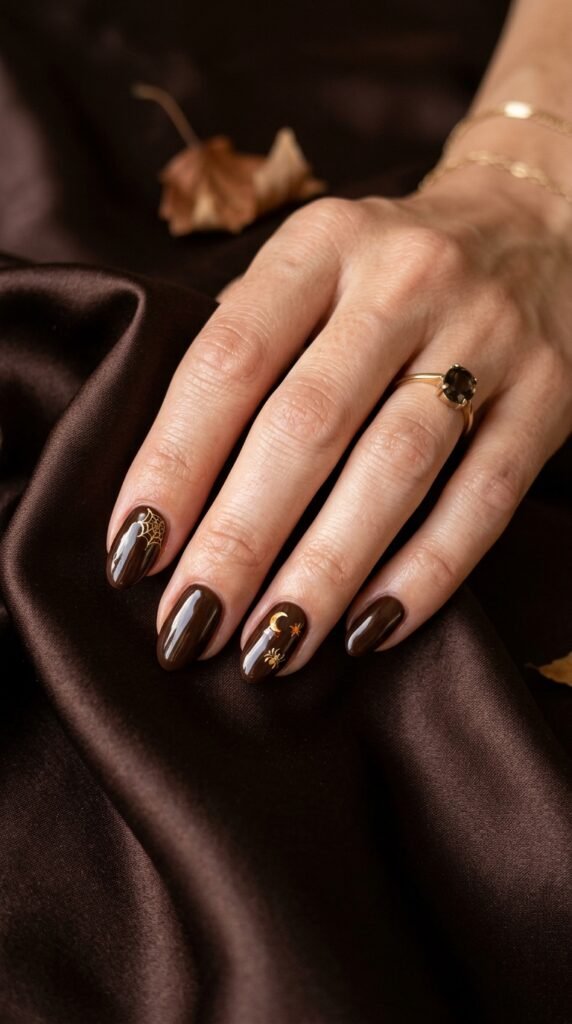 Chocolate_brown_Halloween_nails_ halloween nails
