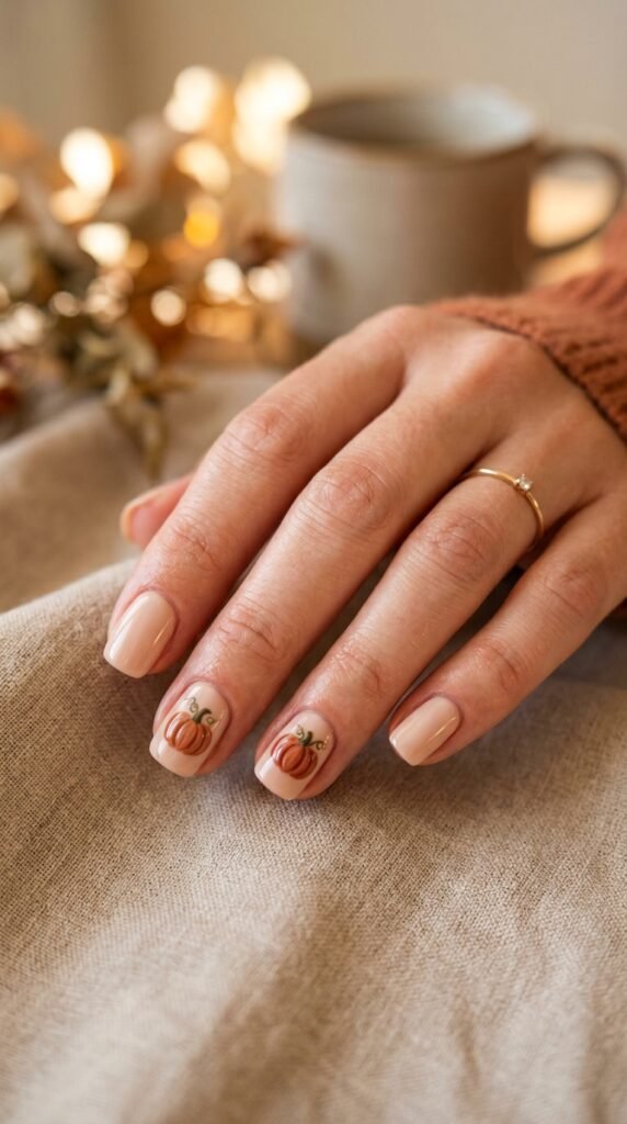 Cute_pumpkin_accent_nails_manicure halloween nails