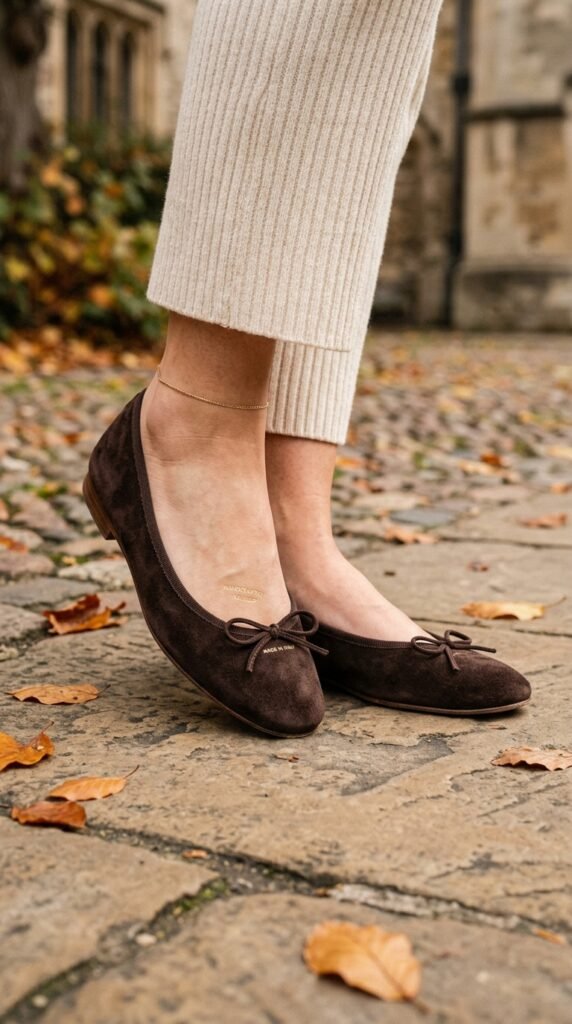 Espresso_suede_ballerina_shoes_ ballerina fall fashion shoes