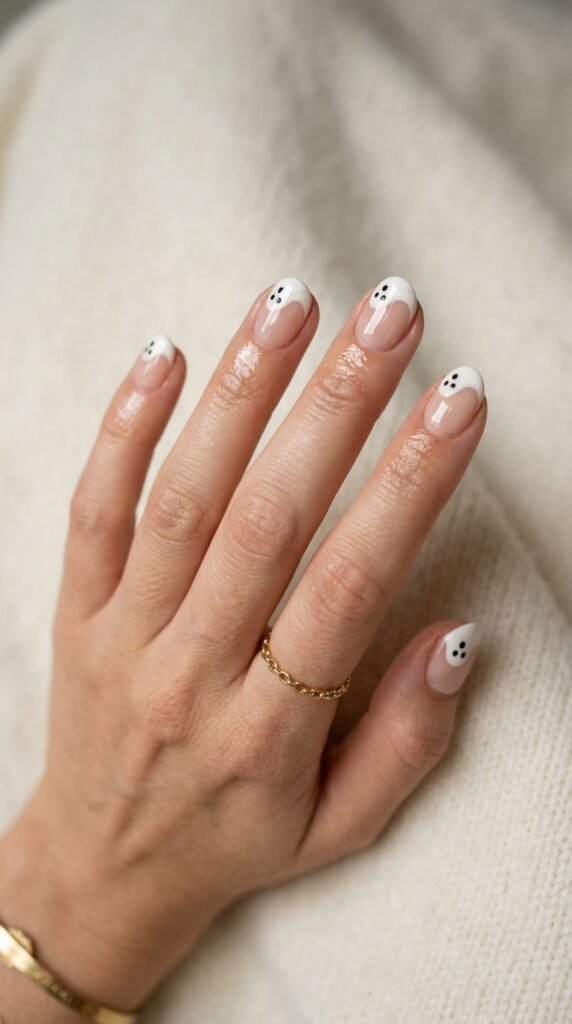 Ghost_French_tip_manicure halloween nails