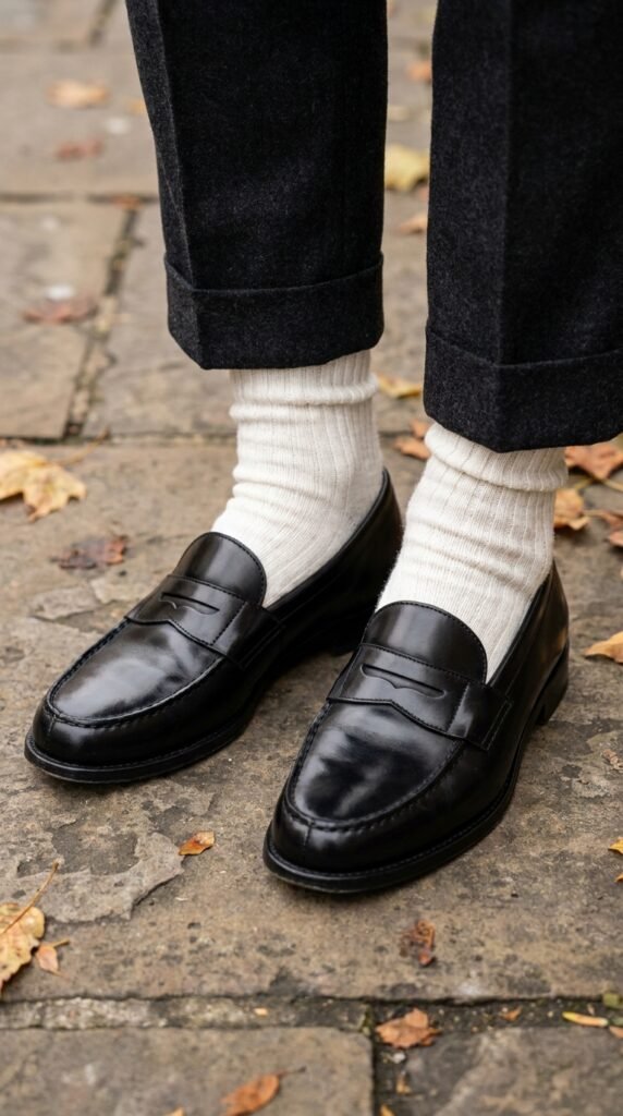 Loafers_with_white_socks fall loafers