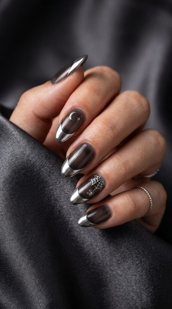 Metallic_Halloween_nail_art_ halloween nails
