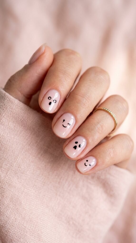Minimal_ghost_face_nail_art_ halloween nails
