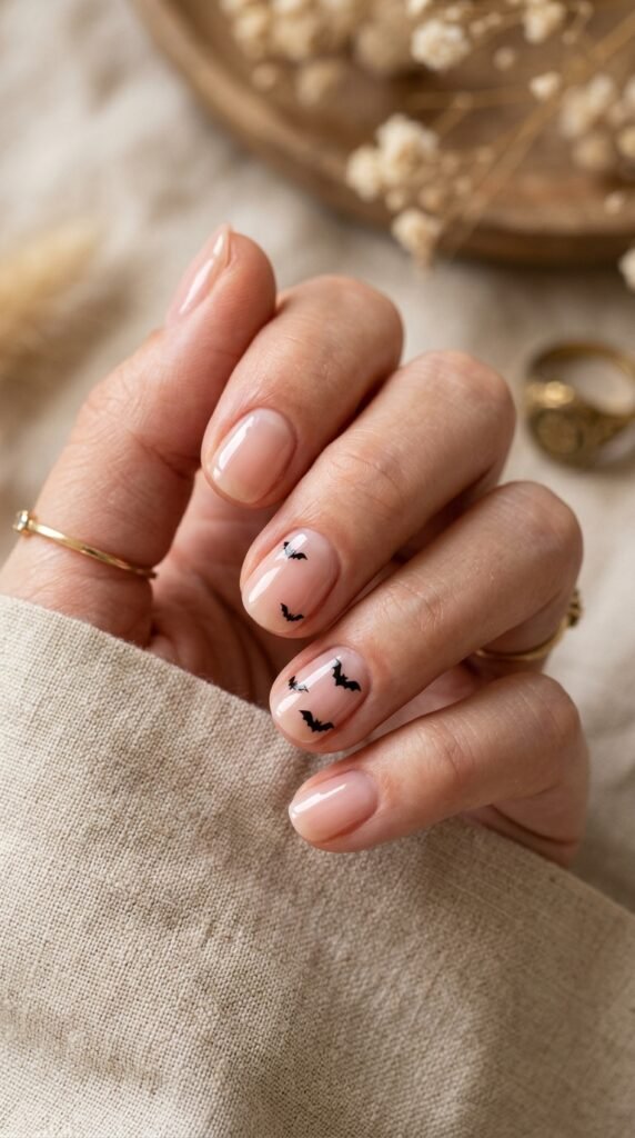 Minimalist_bat_nail_art_ halloween nails