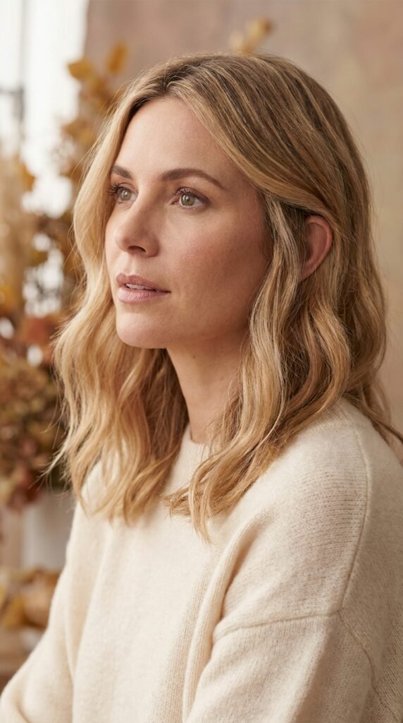 Portrait_showcasing_honey_beige_blonde fall hair colour
