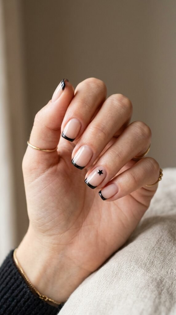 Short_Halloween_nails_with_French tip halloween nails