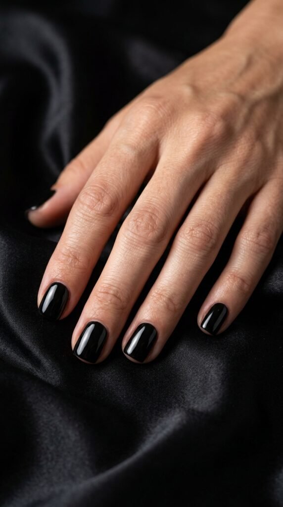 Woman_hand_with_black_nails_ halloween nails