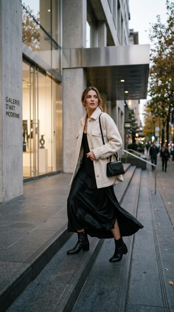 shacket over a slip dress Woman_wearing_shacket_and_dress