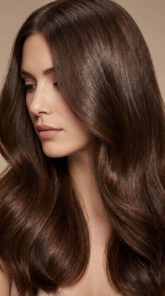 Woman_with_mocha_brown_hair_ mocha brown hair