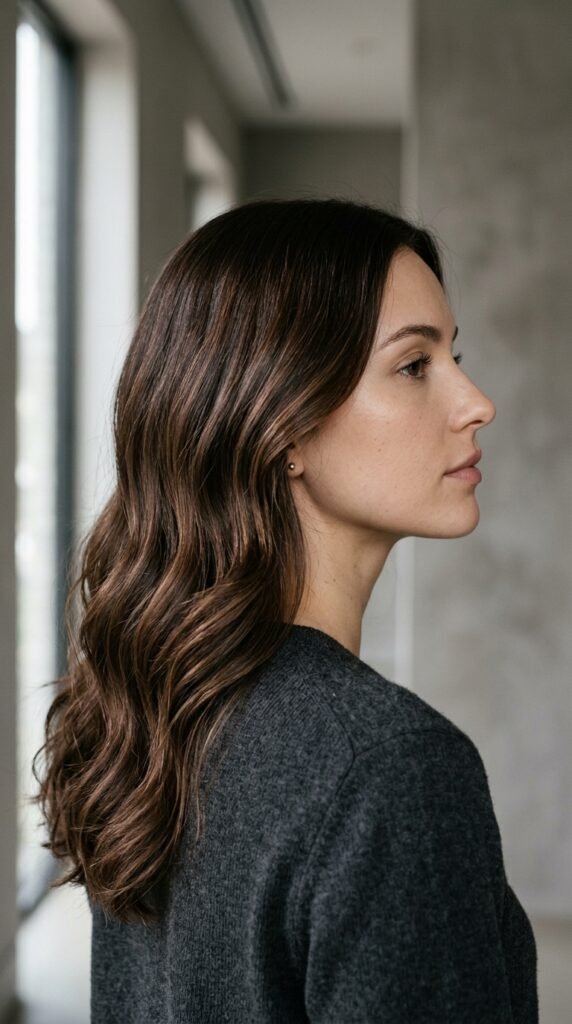Woman_with_mocha_brown_hair_ dark chocolate brown hair ideas