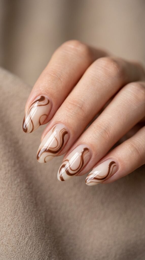 Brown_and_cream_nail_art_ october nail designs 2026