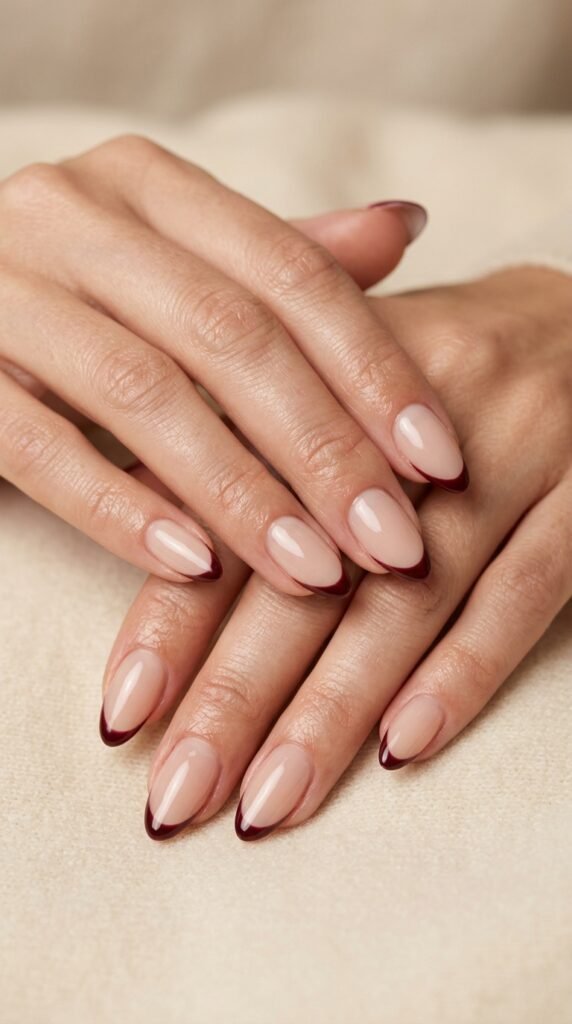 Burgundy_French_tip_manicure october nail designs 2026