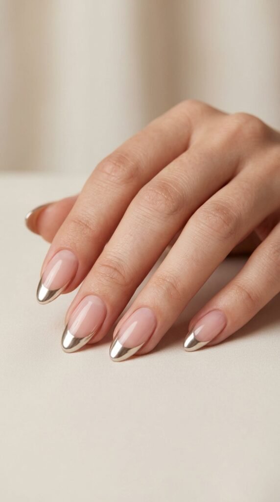 Chrome_French_tips_manicure october nail designs 2026