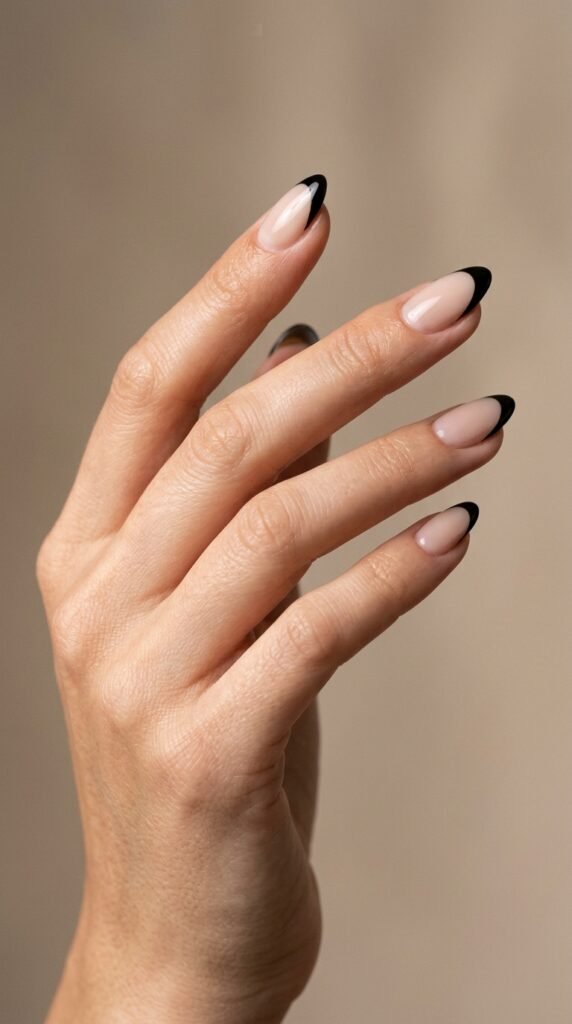Woman_wearing_black_French_tips october nail designs 2026