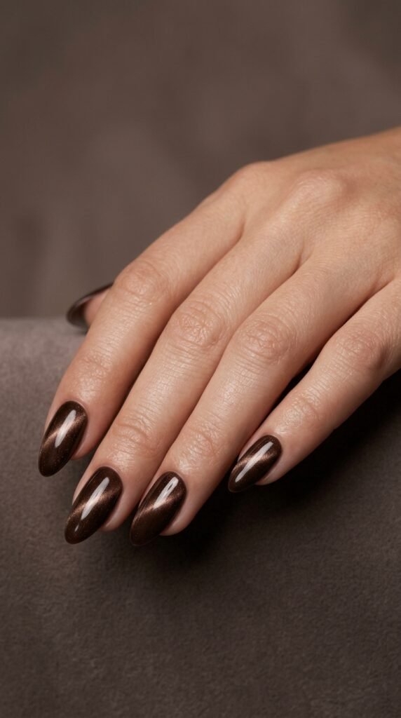 Woman_wearing_dark_brown_nails october nail designs 2026